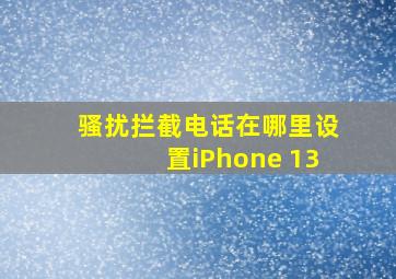 骚扰拦截电话在哪里设置iPhone 13